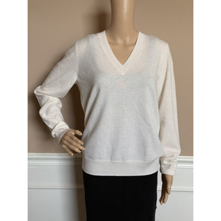 Burberry Violeta 100% Cashmere V-Neck Sweater Vanilla Medium 8099156 NWT $1150