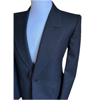 NWT $4470 Saint Laurent Men Wool Suit Black Striped 44 US/54 Eu Italy