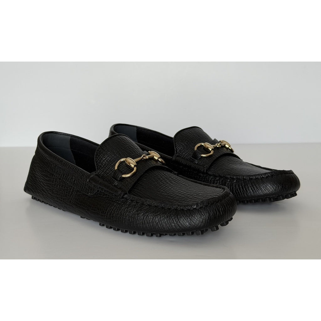 Gucci Leather Horsebit Driver Loafers Shoes Black 8.5 US (8 Gucci) 674254 NIB