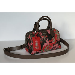 Gucci GG Small Boston Duffle Bag Pink/Red/Brown Camo Shoulder Bag 854860 NWT