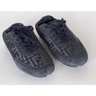 Fendi Fit FF Jacquard Suede Sneakers Blue Men 10 US (9 Fendi) IT 7E1842 NIB $950