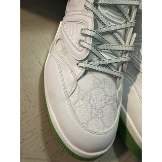 New Gucci Men GG Logo Demetra Basket Sneakers Green/White 13.5 US/13 UK 698785