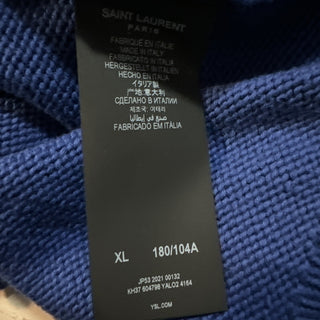 NWT $890 Saint Laurent Men’s Crewneck Sweater Blue Size XL Italy