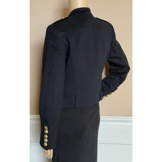 Burberry London Military Jacket Navy Wool Cashmere Gold Buttons 4 US (IT 38)