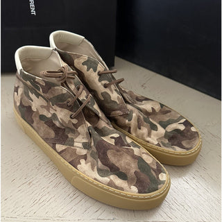 NIB Saint Laurent Men Canvas Camouflage Menphis Sneakers Green/Mul 10.5 US/43.5