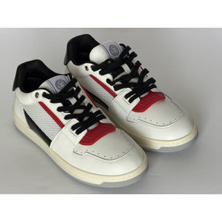 Versace Low Top Leather Sneakers White/Black/Red Men 11 US (44) IT 1022558 NIB