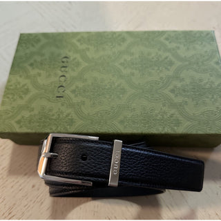 New Gucci Men’s Gucci Print Leather Belt Black 100/40 793760