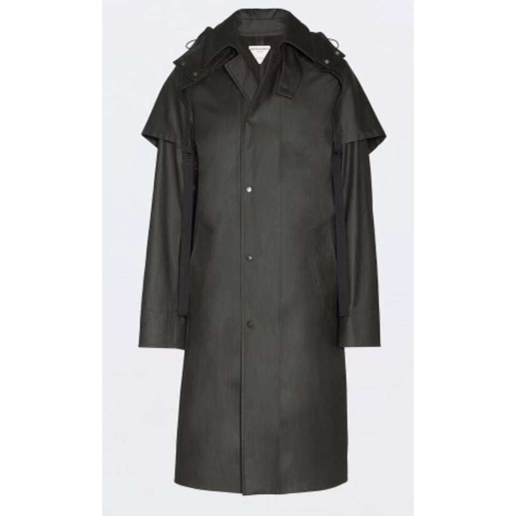 New $3100 Bottega Veneta Men Stretch Cotton Trench Coat Color DK Chocolate M