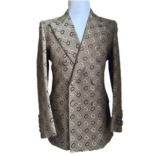NWT $4800 Gucci Men MACRO HORSEBIT ALL OVER Jacket Blazer Beige/Brown 36 US/46 E