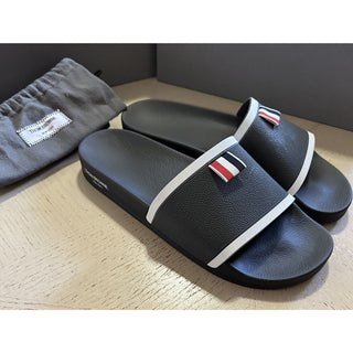NIB Thom Browne Logo Slides Sandal Dark Gray Size 8 US/41 Eu Italy
