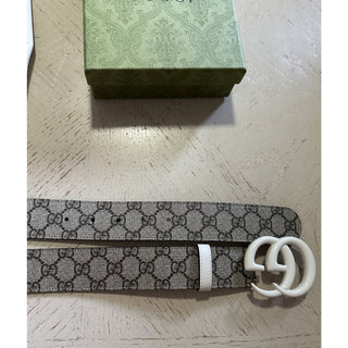 Gucci Women Leather GG Belt Brown/Beige Size 110/44 NWT 400593