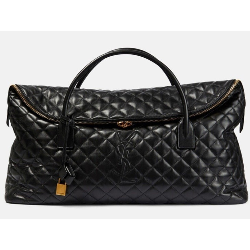 New $4900 Saint Laurent YSL Print TRAVEL BAG IN QUILTED LEATHER Black 736009