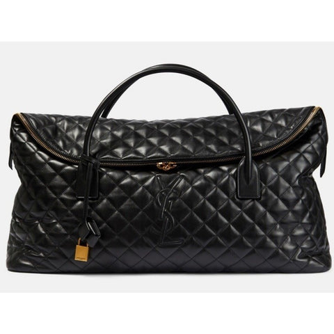 New $4900 Saint Laurent YSL Print TRAVEL BAG IN QUILTED LEATHER Black 736009