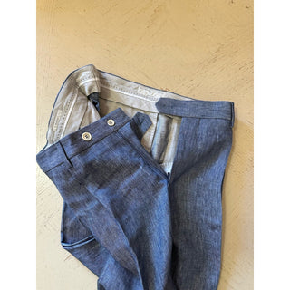 NWT $4995 BRUNELLO CUCINELLI Linen Classic-Fit Suit DENIM BLUE 42R US/52R Eu