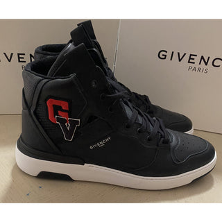 NIB $925 Givenchy Men High Top Logo Leather Sneakers Shoes Black 15 US/48 Eu