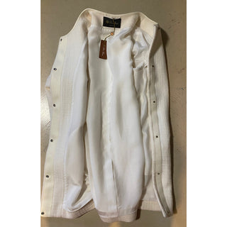 New $5395 Loro Piana Women Cashmere/Leather Long Jacket Coat White 44/10 Italy