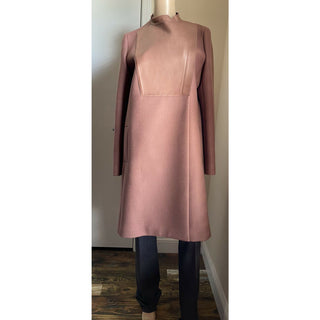 $5850 Gucci Women Wool/Leather Overcoat Coat Pink Size 12 US/46 It Italy
