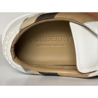 Burberry New Salmond Check Leather Sneakers Optic White 10.5 US 40.5 8024326 NIB