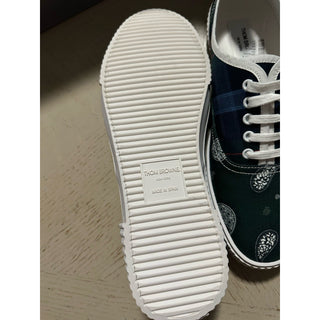 NIB Thom Browne Men Plaid Paisley Canvas Sneakers Blue/Green 9 US/42 EU