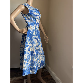 New $2790 Carolina Herrera Dress Blue/Silver 14 US