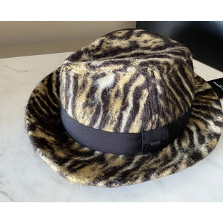NWT $795 Saint Laurent Womens Fedora Hat Beige/Black Size L Italy