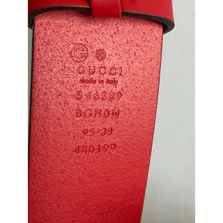 Gucci Interlocking G Buckle Leather Belt Red 95/38 Italy 546389 NWT
