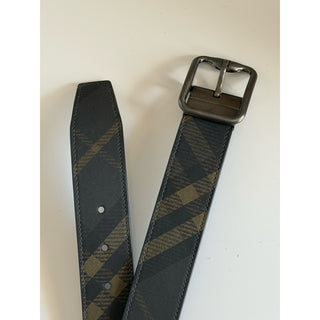 Burberry Reversible Check B Buckle Leather Wide Belt 46/115 8098126 IT NEW $550