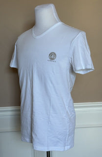 Versace Medusa Logo V-Neck Cotton Jersey White XL-2XL US (Versace 7) NIB $125