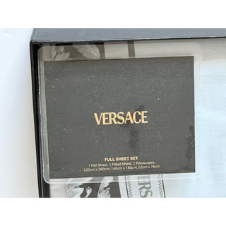 Versace Home Barocco Full 4 Piece Bed Sheet Set Gray/Black Italy ZBEDSET06 NIB