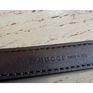New Gucci Women Leather GG Skinny Belt GG Buckle Beige Size 110/44 751556