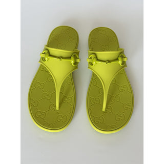 Gucci Horsebit Rubber Thong Green Sandals 8 US (38 Euro) 780306 NIB
