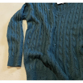 New $3795 Brunello Cucinelli Women Embellished Cashmere-Blend Sweater Green M