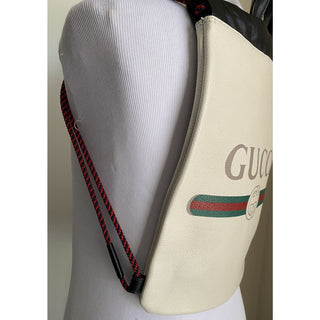 New Gucci GG Monogram Leather Backpack Bag Tan/Black 523586 Italy