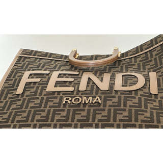 Fendi Roma Jackuard FF Logo Canvas Sunshine Large Tote Bag 8BH372 IT NWT $3450