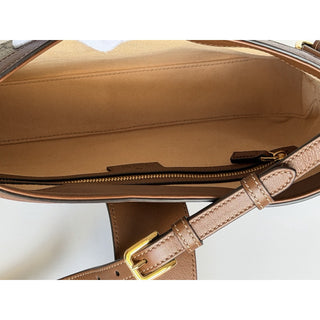 Gucci GG Supreme Padlock Leather/Canvas Brown Medium Shoulder Bag IT 795113 NWT