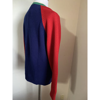 NWT $1200 Gucci Men Wool V Neck Sweater Red/Blue/Green L Italy