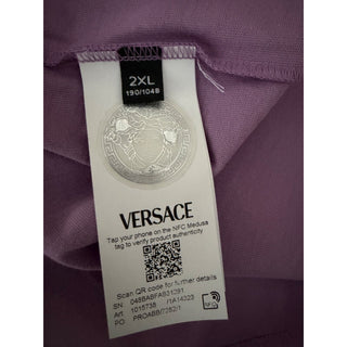 Versace Painted Medusa Embroidered T-Shirt Dusty Lavender Men 2XL 1015738 NWT