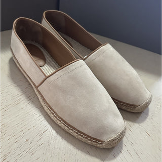 NIB $1050 Brunello Cucinelli Men Suede Espadrille Loafers Shoes Ivory 44 US/11 E