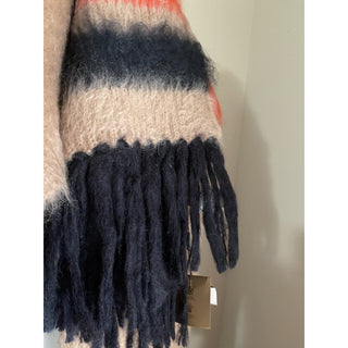 New Burberry Women Scarf Graphic Stripe Knit Color Warm Camel Italy