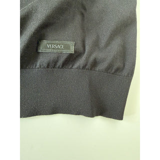Versace Silk/Cotton Black Knit Polo Sweater 50 Euro 1017342 Italy NWT $1150
