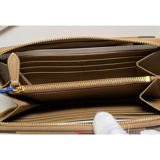 Burberry Large Zip Around House Check Wallet Chestnut Earth 8084515 NWT $640
