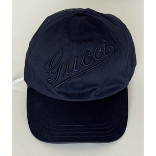 Gucci Emroidered Baseball Cap Hat Cotton Blue M (58 cm) Italy 792782 IT NWT
