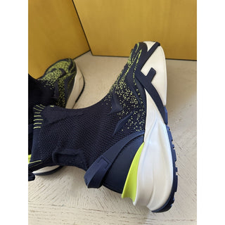 NIB $1190 Fendi Men Contrast Knit High Top Sneakers Shoes Navy/Green 12 US/11 UK