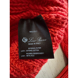 Loro Piana Women Valencia Cabled Cotton Sweater Orange Size XS Italy New $3350