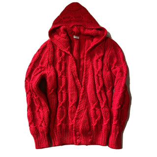 NWT $1190 Saint Laurent Men Coble-Knit Hooded Cardigan Sweater Red S Italy