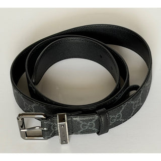 Gucci Men’s GG Emblem Belt Black Square Buckle 100/40 822150 Italy NIB