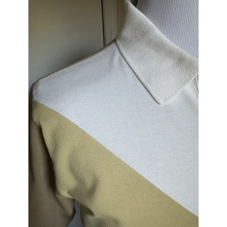 Bottega Veneta Men Cotton Piquet Polo Shirt White/Yellow/Brown Size M New $700