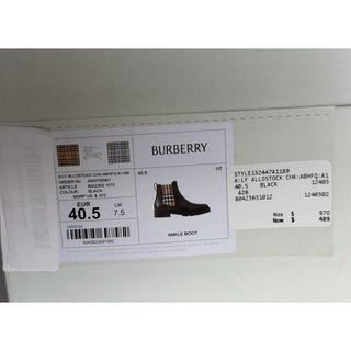 Burberry Check Panel Leather Chelsea Black Boots 10.5 US (40.5) 8042363 NIB $970