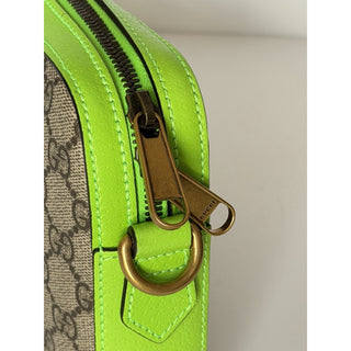 Gucci Ophidia GG Small Crossbody Bag Beige/Ebony /Neon Green 699439 NWT