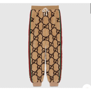 Gucci GG Jacquard Jogging Pants Camel Brown Web Stripe Small Women’s 722196 NWT